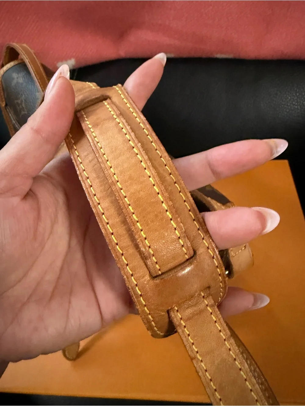Louis Vuitton Monogram Canvas Shoulder Bag with Tan Trim
